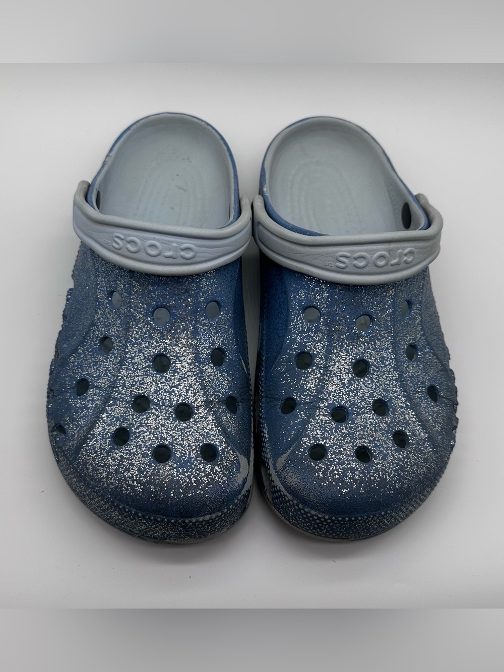 Y2K Crocs Classic Glitter Clogs Blue Sparkle Slip-On Shoes | Women’s Size 10 - Picture 3 of 6